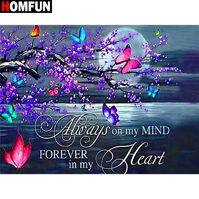 Алмазная 5D Вышивка HOMFUN картина бабочка любовь луна объемная вышивка крестиком