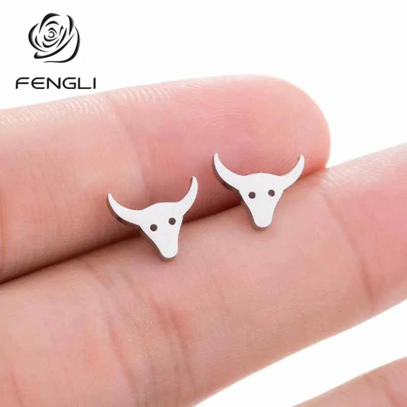 FENGLI крошечные таврские серьги гвоздики золотого и серебряного цвета Изящные