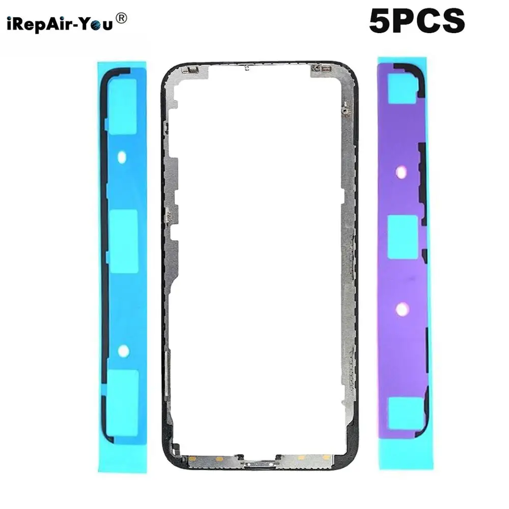 5PCS Screen Front Glass Middle Chassis Frame for iPhone 13 12 Mini 11 Pro Max X Xs Mid LCD Bezel With Sticker Replacement - купить по