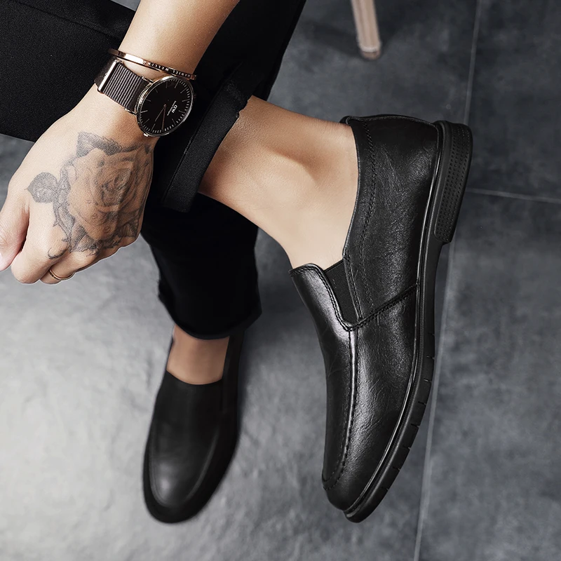 

Black Casual Shoes Zapatos Informales De Hombre Casual Male Shoe Men's Leather Shoes Causal For Men Black Mens Fashion Man