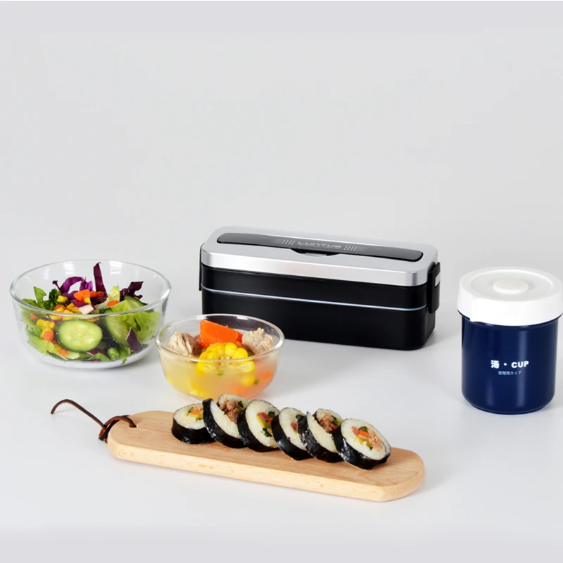 Японский стиль простая bento коробка пластиковые обеда еды посуда с сумками ложки