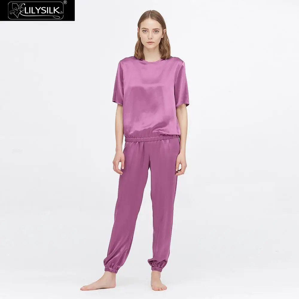 LilySilk шелковые пижамы набор 22 Momme с коротким рукавом Роскошные пижамы новые женские