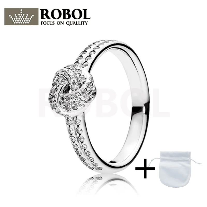 

190997CZ 2021 New Fashion Popular 100% S925 Sterling Silver White Love Knot Ring Jewelry for Women Free Wholesale Shipping