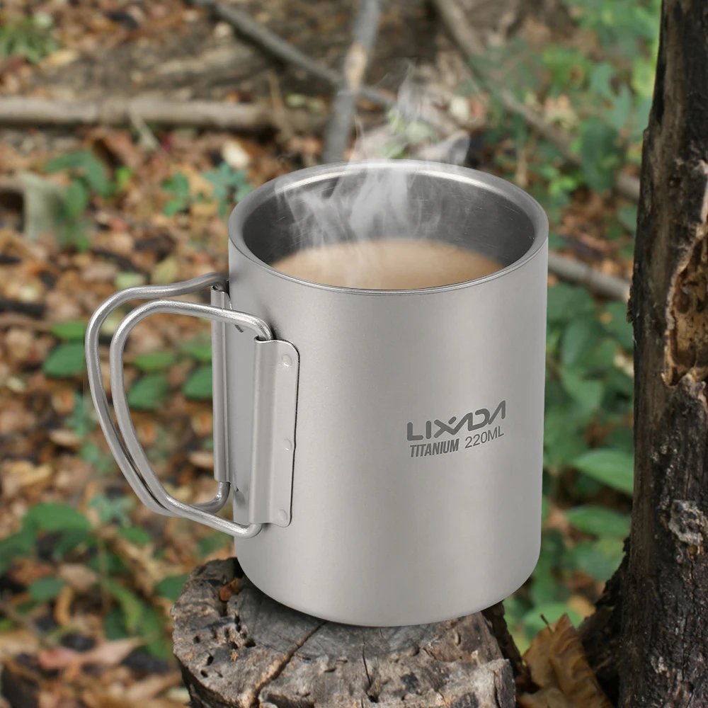Lixada титановая чашка с двойными стенками 220 мл/450 мл кружка для воды кофе чая со