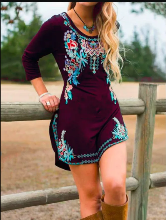 

Vintage Dress Women Fashion 2021 Print Long Sleeve Dress Girls Elegant Fall Gothic Women Clothes Sexy Plus Size