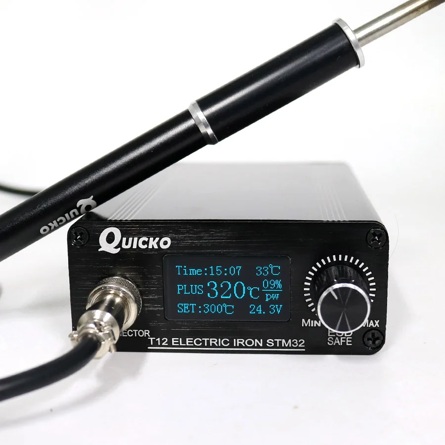Паяльная станция QUICKO STM32/CKS OLED 1 3 дюйма T12 с наконечниками паяльника металлической