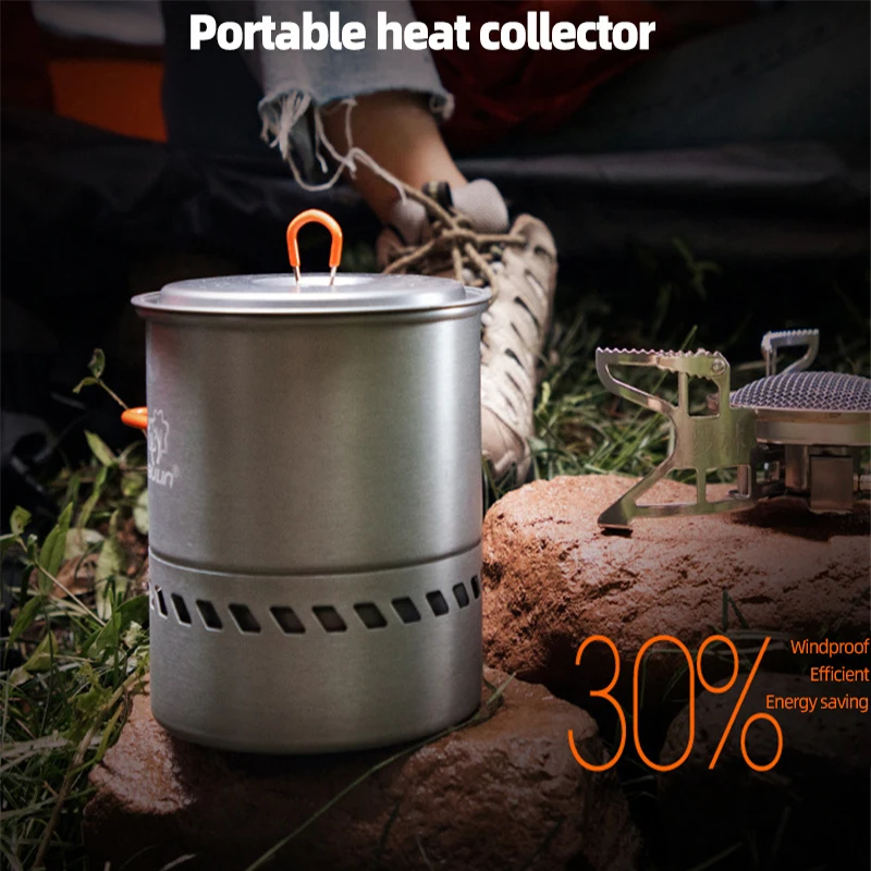 

Outdoor Single Pot Hard Alumina Camping Equipment High Efficiency Heat Collecting Picnic Tool Portable Hiking Cookware Utensils