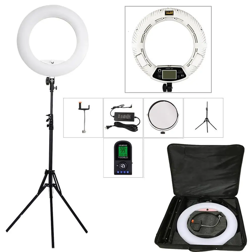 

Yidoblo White FE-480II 5500K Dimmable Camera Photo/Studio/Phone/Video 18" 96W 480 LED Ring Light LED Lamp+ 200cm tripod +Bag Kit