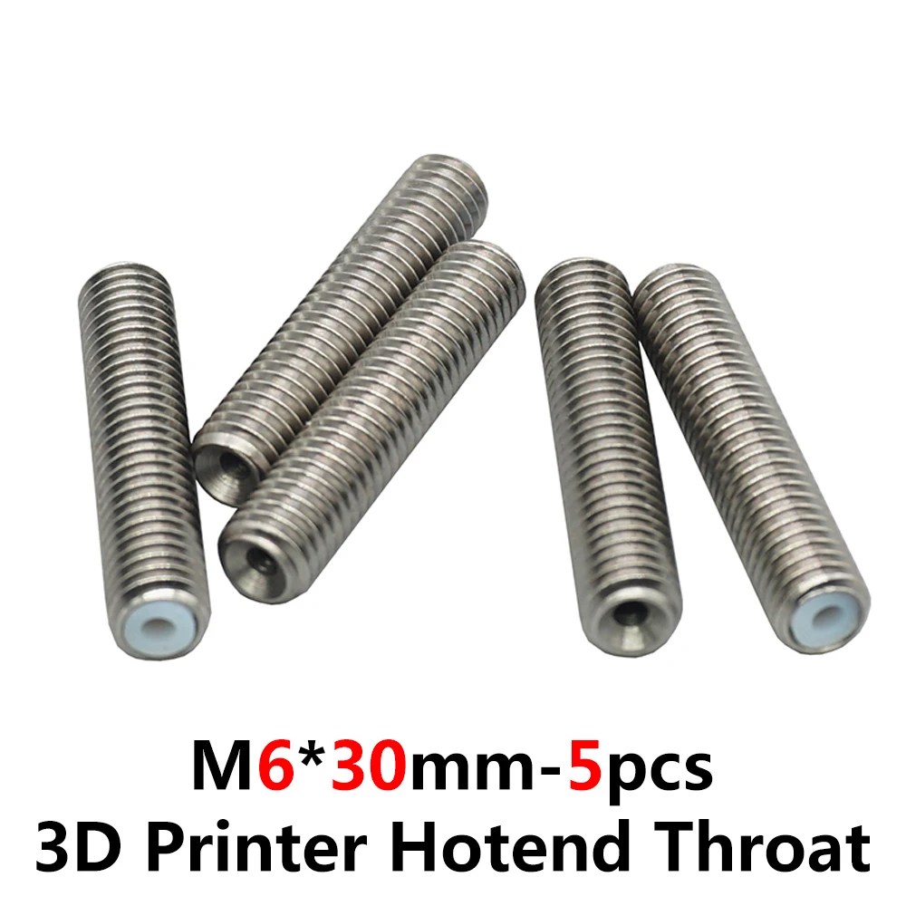 3D Printer Parts Hotend M6X30 Stainless Steel Throat Inner PTFE Tube Core for MK8 Extruder Nozzle Throat