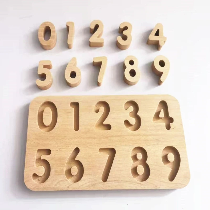 

Natural Wooden Number Puzzle Board Toddlers Kids Math Intelligence Early Educational Toys Counting Numbers Game