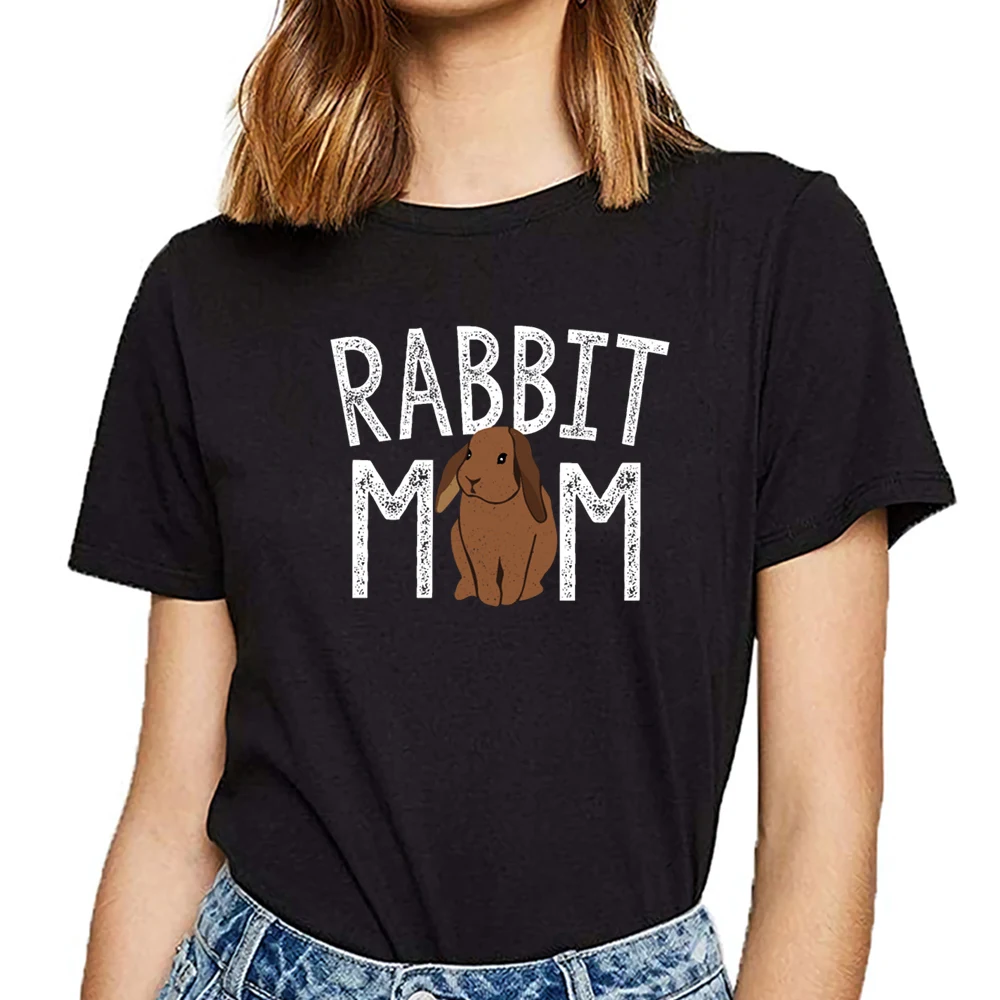 Tops T Shirt Women rabbit mom bunny lovers animal pet owners mama Funny Inscriptions Print Female Tshirt | Женская одежда