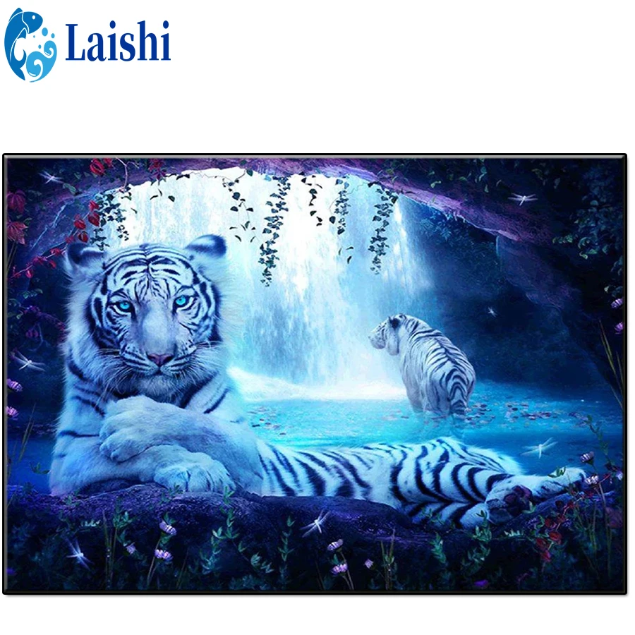 Алмазная живопись Волшебный лес белый тигр 5d сделай сам вышивка крестиком