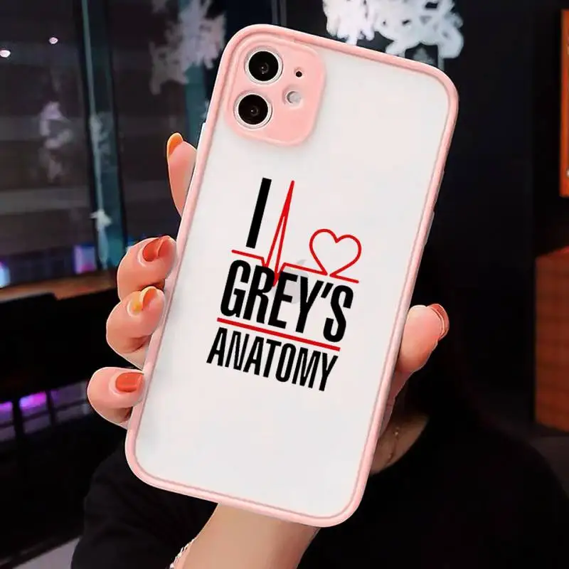 

Greys Anatomy Phone Case Pink matte transparent For iPhone 7 8 x xs xr 11 12 pro plus max mini Clear Funda