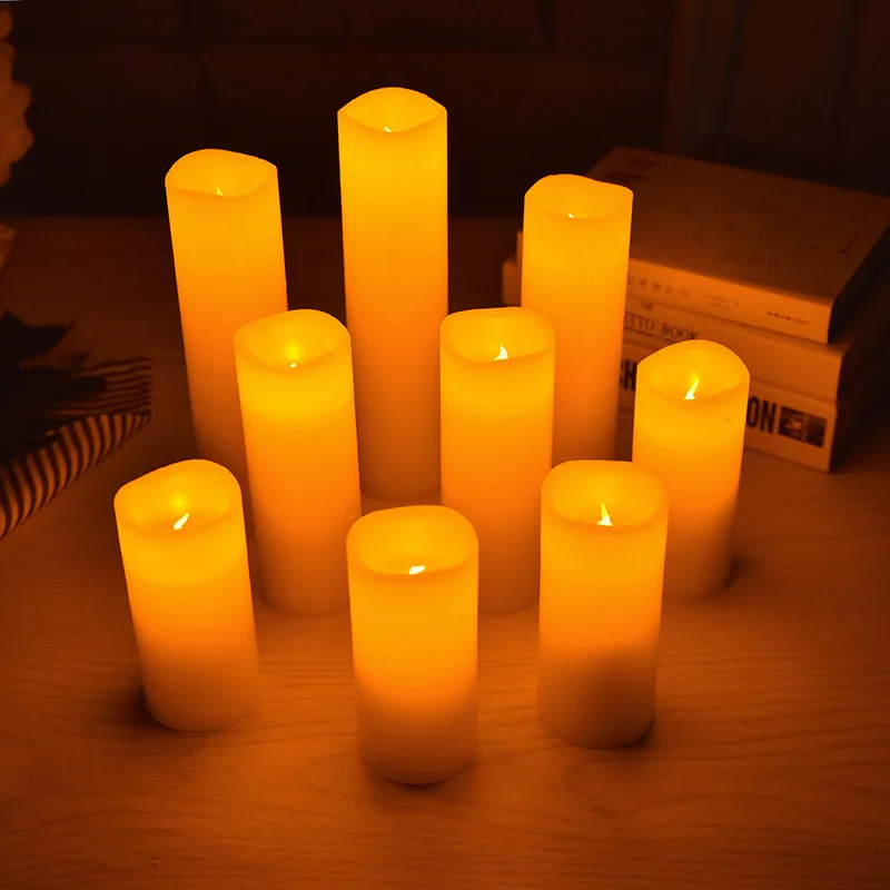 

9 Pieces Remote Control Flameless Wax LED Candles Light,Battery Electronic Pillar Candles