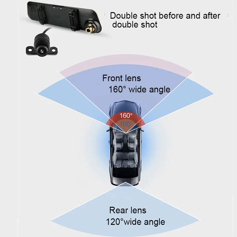 TOSPRA 4.3 Inch Touch Screen Car Dvr Camera Rearview Mirror Dvrs Dual Lens Recorder Night Vision Dash Cam FHD 1080P Registrator |