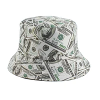new dollar print fishing cap bob chapeau femme reversible bucket hat men fishing bucket hats for women harajuku hip hop gorro
