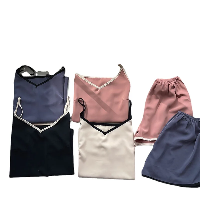 Spring/Summer 2021 Ladies Loose V-Neck Satin Strap Set -5