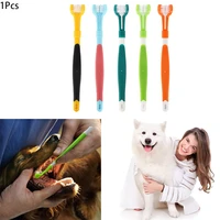 pet toothbrush three head toothbrush multi angle cleaning dog brush addition bad breath tartar teeth care dog cat cleaning mouth