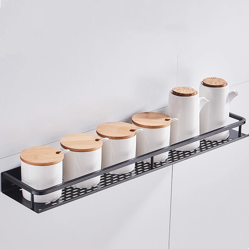 

Bathroom Shelf Black Aluminum Wall-Mounted Square Shampoo Shelf Cosmetic Shelves Kitchen Nets Shelf Storage Rack Organizer Rack