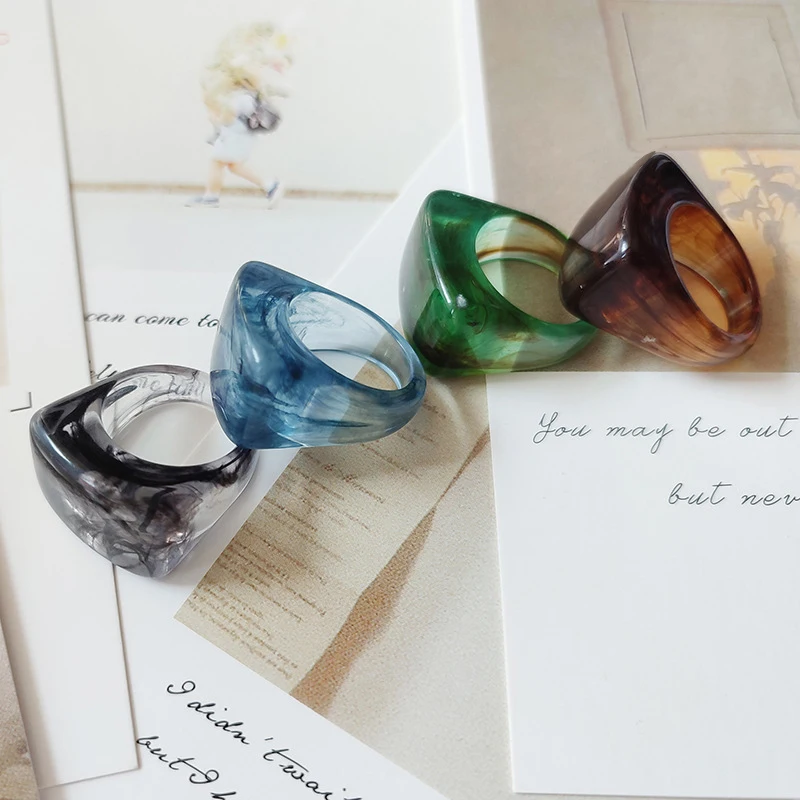 

Big Discounts Accessories for Women Aesthetic Transparent Acrylic Resin Rings for Men Hot Vintage Rings for Women Jewelry Trend