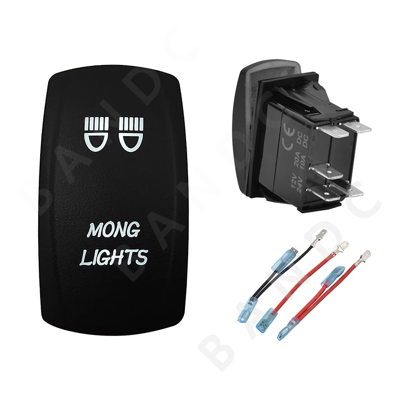 

MONG LIGHT Rocker Switch 5P ON-OFF SPST White Led Light Toggle Switch for Car Boat Carling RV SUV VAN，Jumper Wire，Auto Accessory
