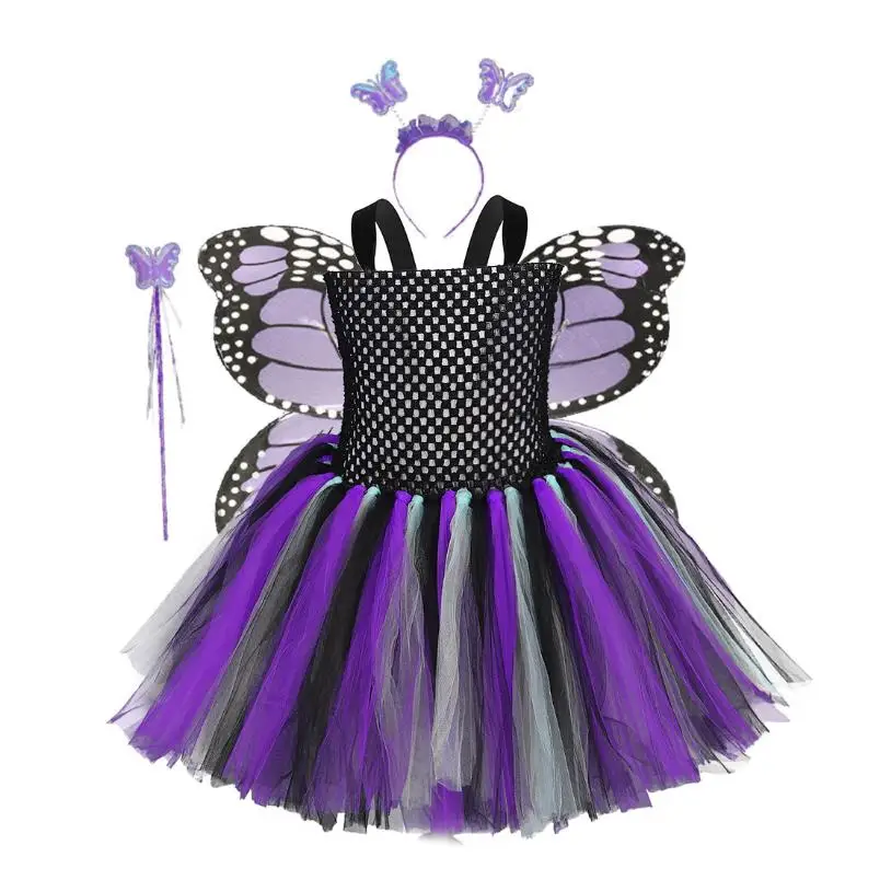 Платье-пачка для девочек фиолетовое с крыльями 2020 Costume2-10Y | Детская одежда и обувь