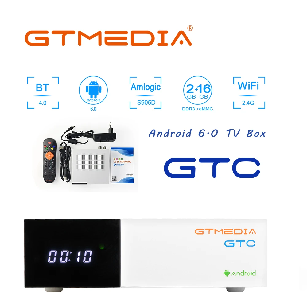 GTmedia GTC Android 6 0 TV BOX 2 в 1 + 16 Оперативная память Встроенная DVB T2 S2 C ISDB T спутниковый