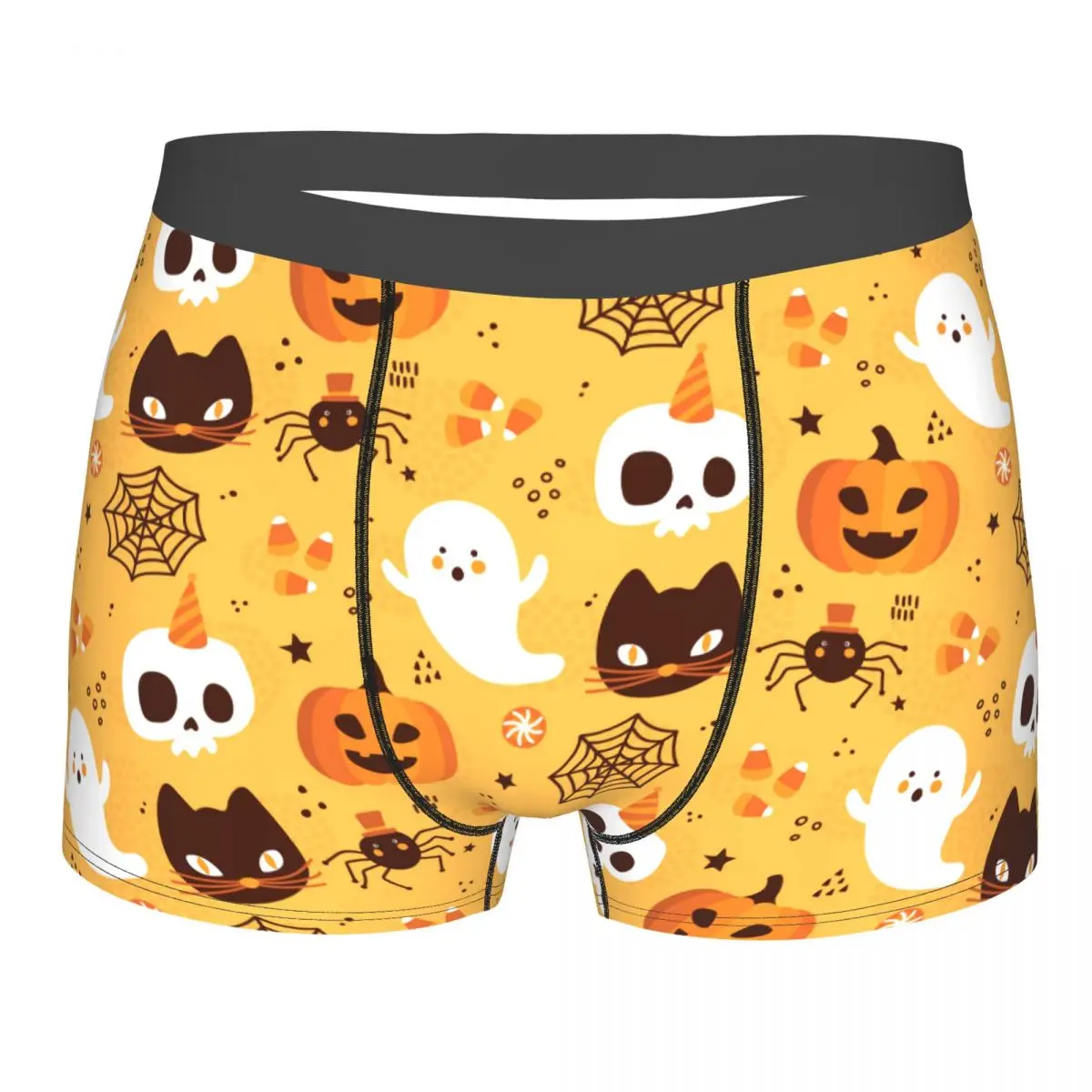 

Halloween Pumpkin Spooky Bat (2) Underwear Funny Cute Trenky Printed Trunk Polyester Sublimation Man Boxer Brief