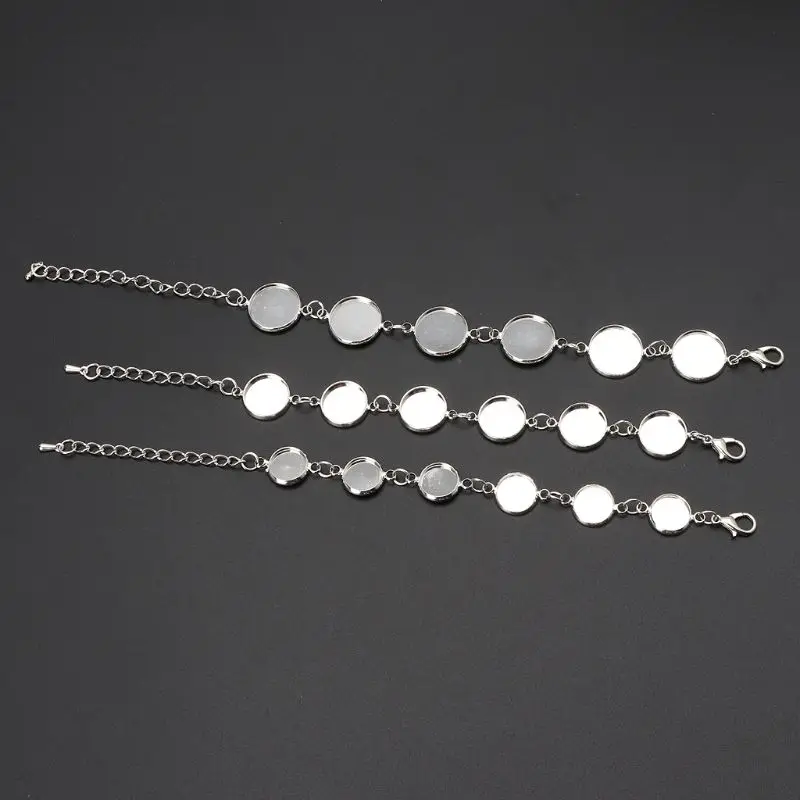 

6 Round Bezel Pads DIY Blank Glass Cabochons Bracelet Sliver for Jewelry Making