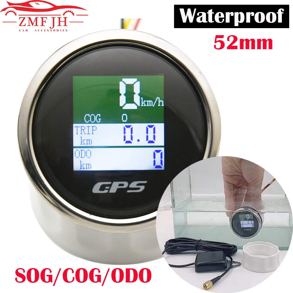 52 мм лодочный Автомобильный цифровой GPS Спидометр Водонепроницаемый TFT экран