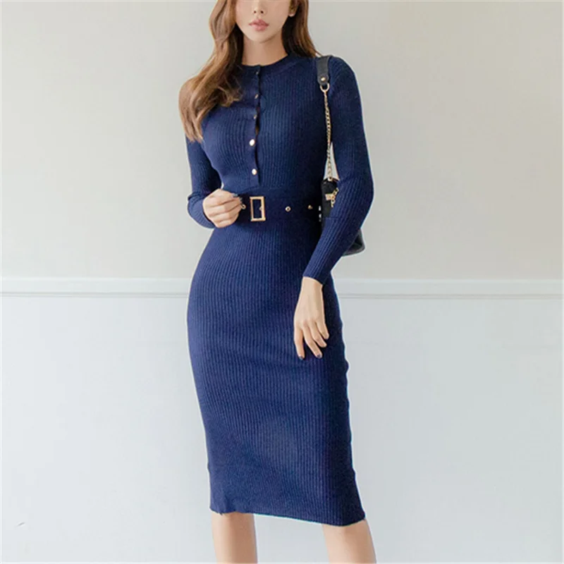 Женское платье-свитер в Корейском стиле Модные женские свитера зимние
