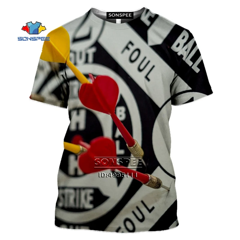 

SONSPEE Men's T-shirt 3D Print Darts Dartboard Bullseye Tshirt Women Summer Casual O-neck Short Sleeve Fitness Shirt Streetwear