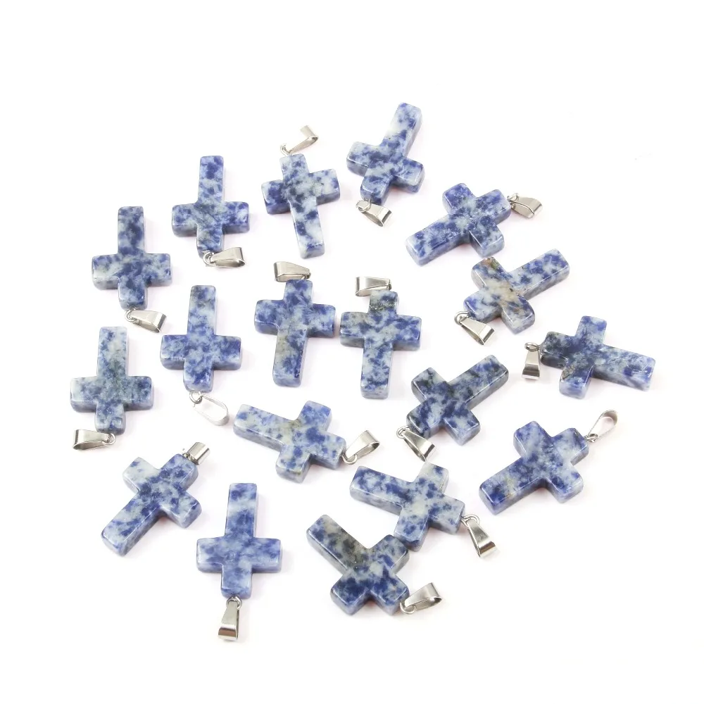 Натуральный камень подвеска из розового кварца в форме Креста Подвески для