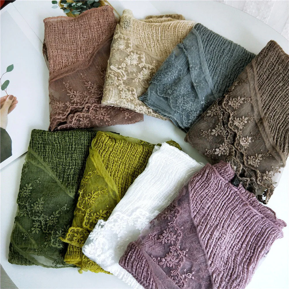 Весенние женские хлопковые треугольные шарфы осень-зима шаль с цветочным