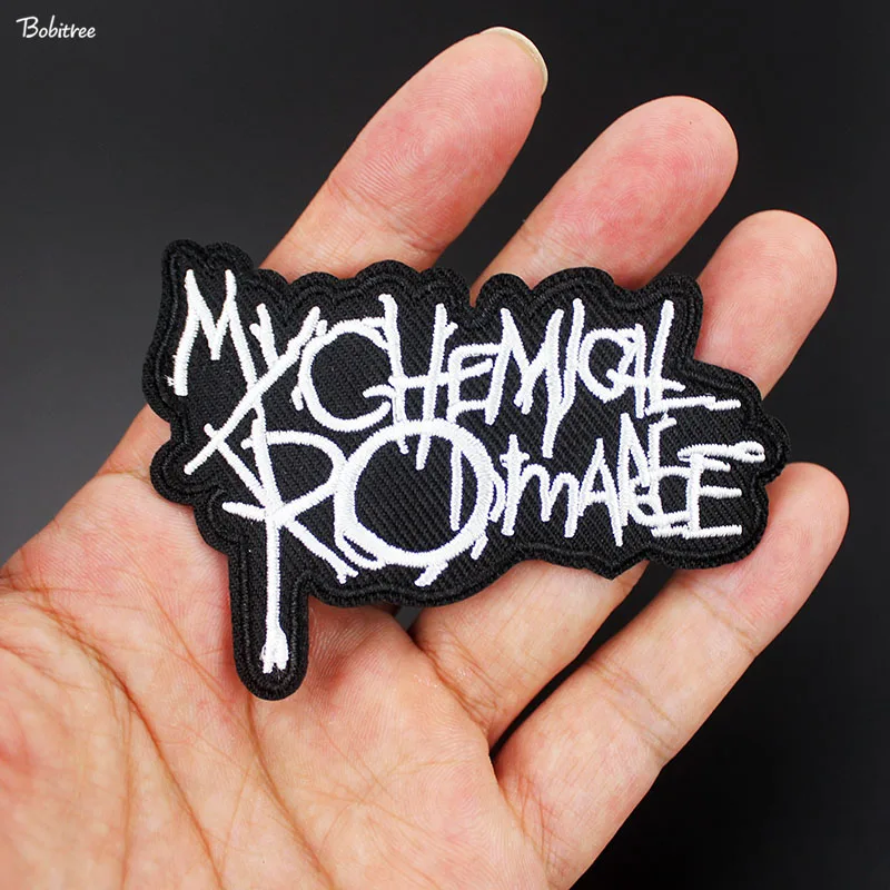 Черно белая металлическая рок лента глажка нашивки вышивка креативные буквы