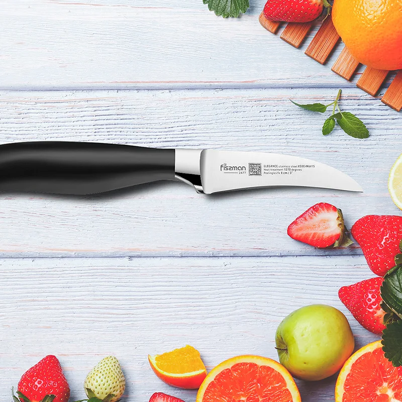 FISSMAN 3 дюймовый пилинг нож серии ELEGANCE немецкий стальной кухонный с рукояткой из