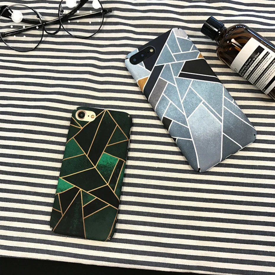 luxury geometric figure case for iPhone 7 7Plus 8 8Plus cover compatible apple iphone 6 6Plus 6s 6sPlus X XR XSMAX Hard PC |