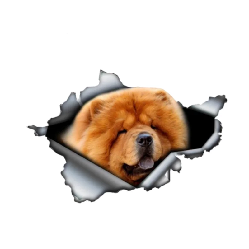 

13cm Red Chow Chow Sticker Decoration 3D Pet Graphic Vinyl Decal Car Window Laptop Bumper Animal Car Stickers