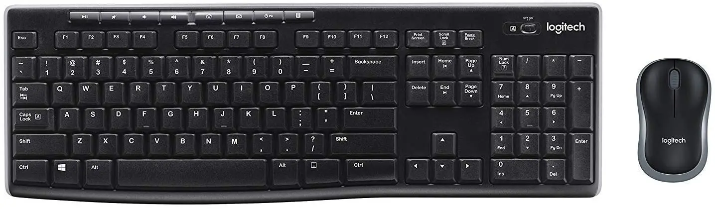 

Беспроводная клавиатура Logitech K270 и беспроводная мышь M185, в комплекте клавиатура и мышь, длительный срок службы батареи (с мышью)