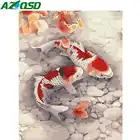 AZQSD краска для рыбы по номерам Масляная Краска на холсте ручной работы Домашний Декор Современный Подарок настенная живопись холст краски наборы