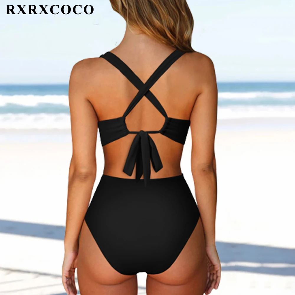 Цельный купальник RXRXCOCO женский однотонный купальный костюм Tommy Control пляжная