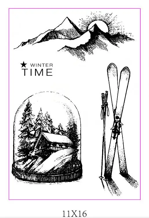 Зимний прозрачный силиконовый штамп/печать для DIY скрапбукинга/фотоальбома