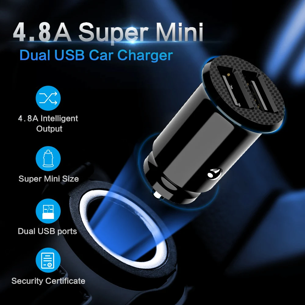 

RONC Dual USB Car Charger Adapter for IPhone Xiaomi Quick Charge 4.8A Universal Mobile Phone Chargers Fast Charging Adapters