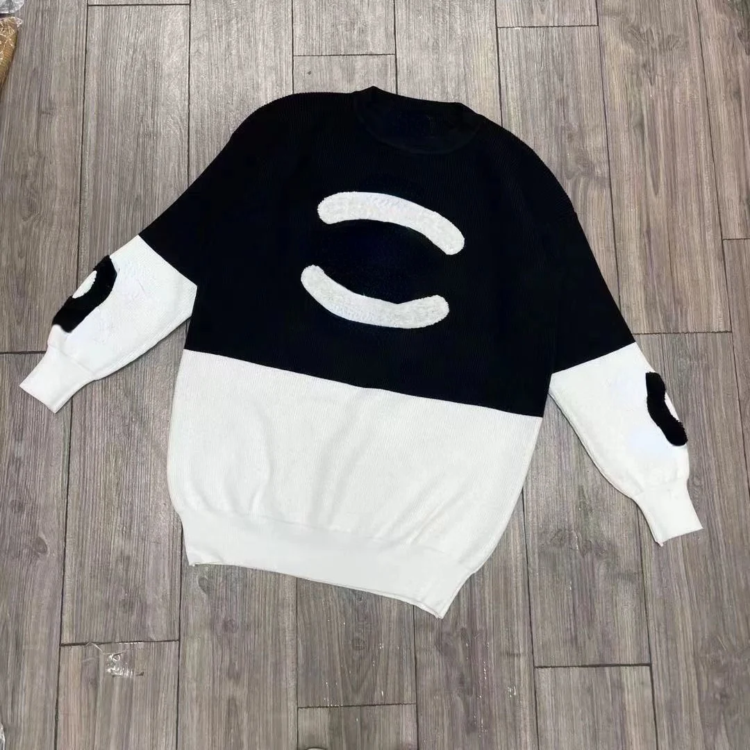 

2021 Autumn and Winter New Flocking Embroidery Loose Slim Sweater Long Sleeve Pullover Joker Sweater Tide