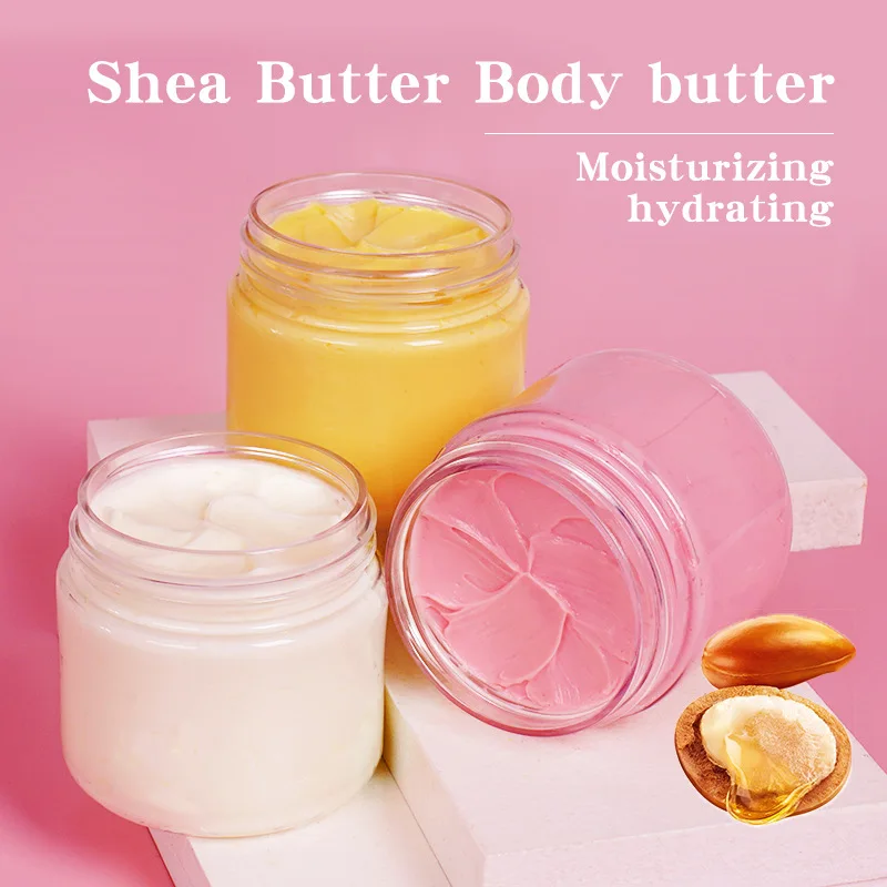 

Wholesales Private Label Vegan Pink Body Lotion OEM Body Butter Organic Shea Butter Whipped Body Butter with a Nice Jars
