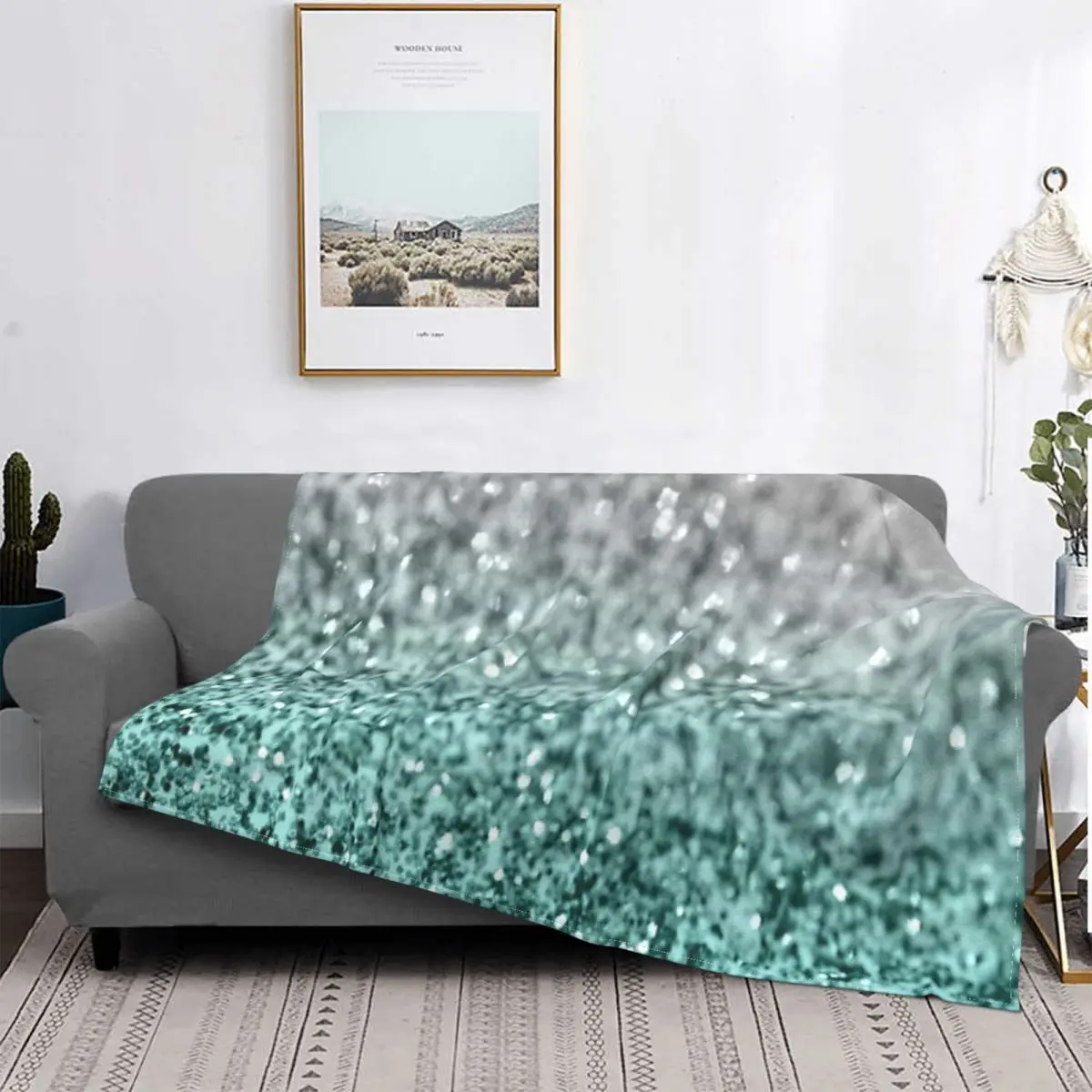 

Manta a cuadros con purpurina, cobertor de muselina, toalla de playa de lujo, color azul azulado y plateado