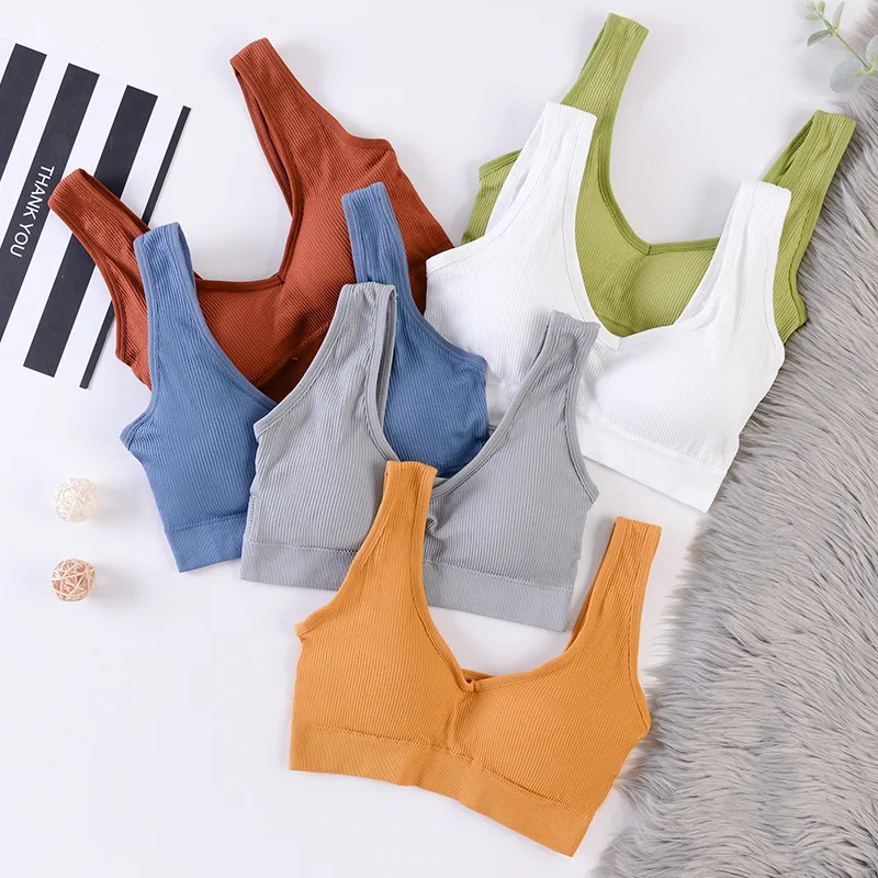 Women Crop Tops Seamless Underwear Female Crop Top Sexy Lingerie Sport Fitness Top Padded Camisole Tanks Cropped Vest