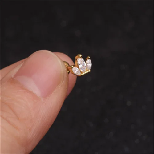 1 шт. Нержавеющая сталь и Cz Пирсинг хряща уха спираль ювелирные изделия козелка