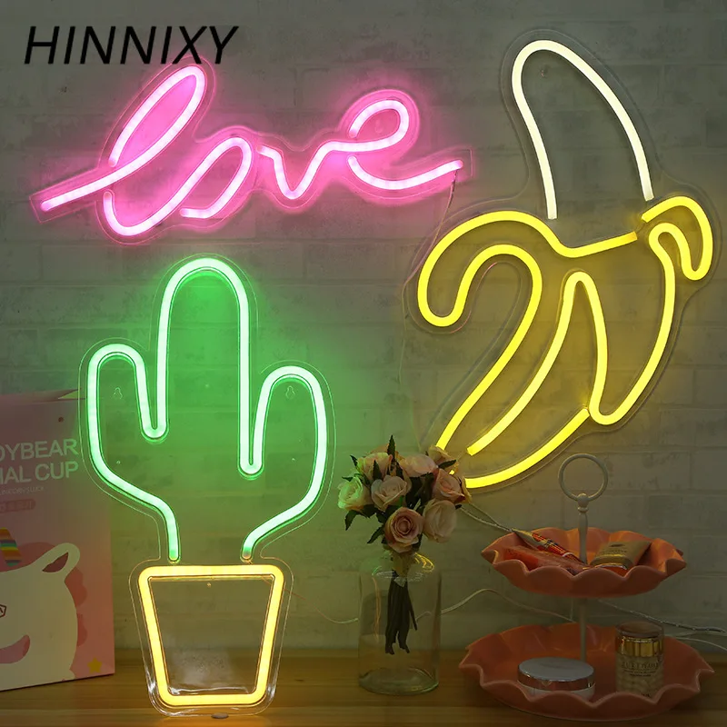 Неоновый ночной Светильник Hinnixy с питанием от USB настенный светильник Красочный