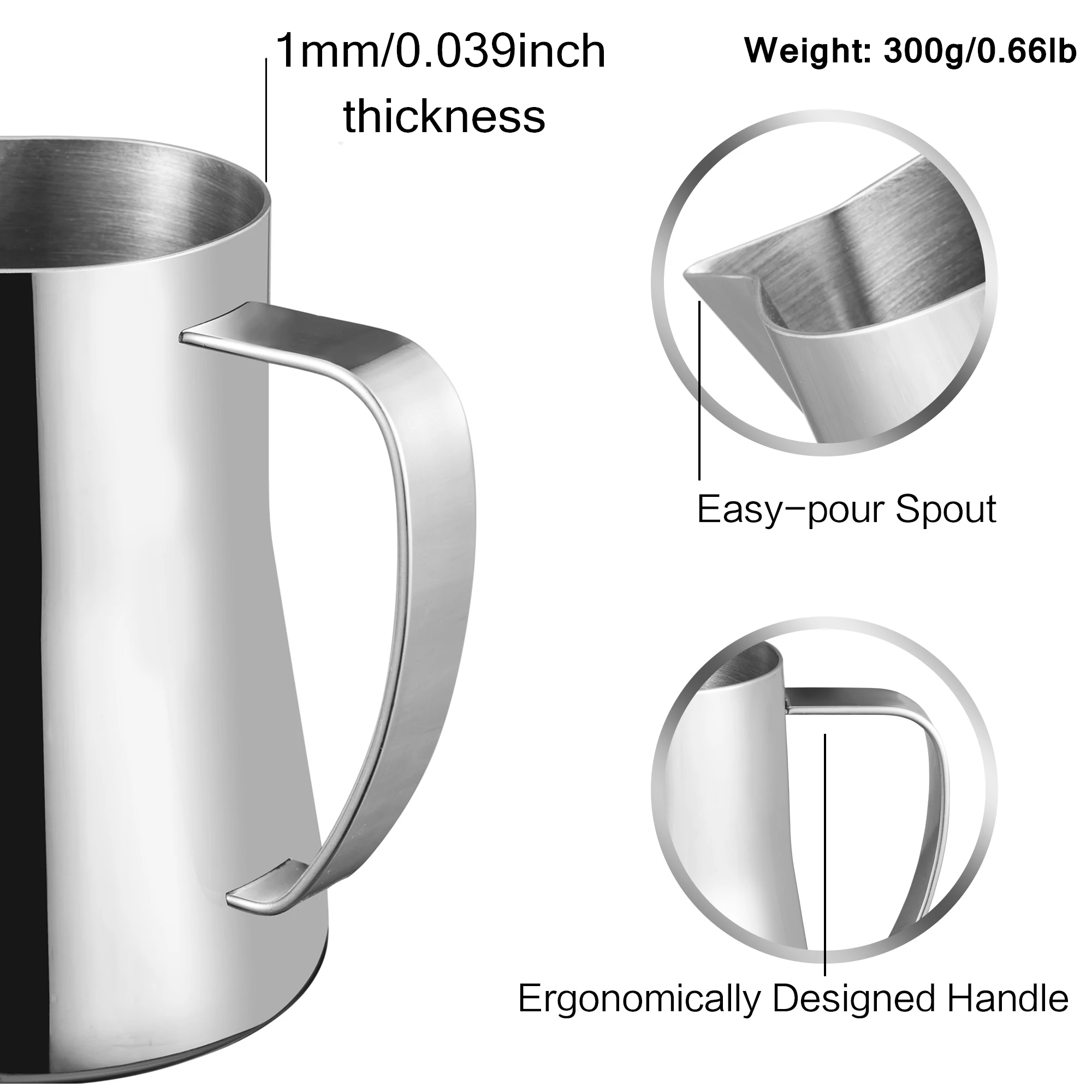 Кувшин для взбивания молока из нержавеющей стали 20 унций 600 мл профессиональный